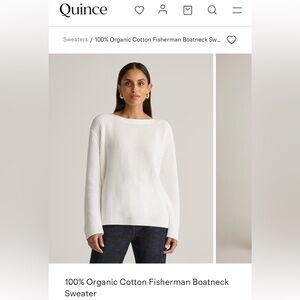 Quince White Organic Cotton Sweater boatneck fisherman